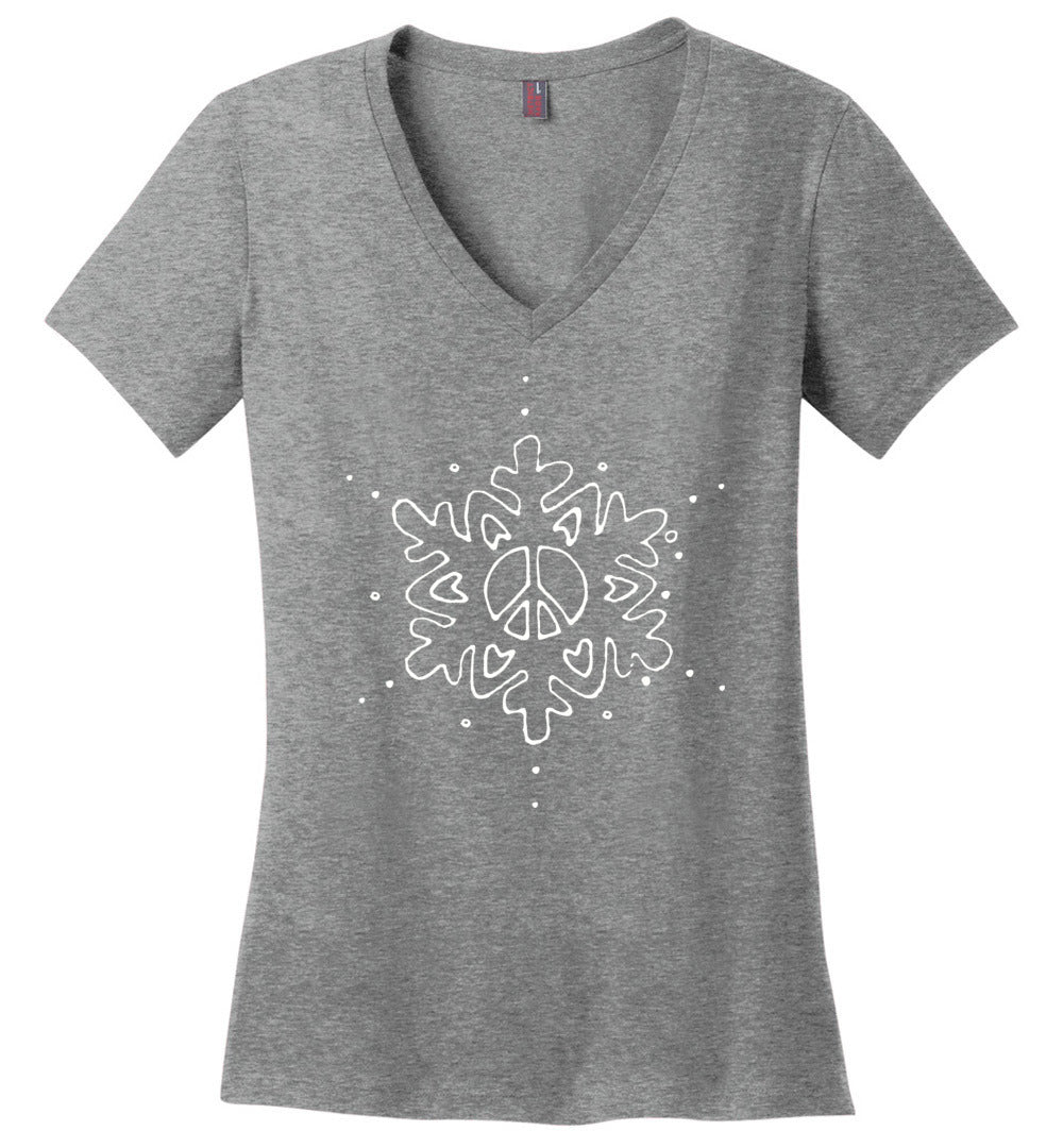 Peace- Love- Snowflake- V-neck
