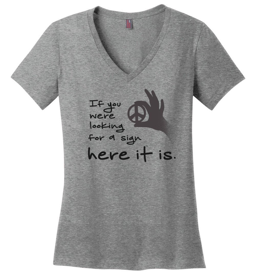 If You Were Looking For A Sign - Vneck Heyjude Shoppe Heathered Nickel XS