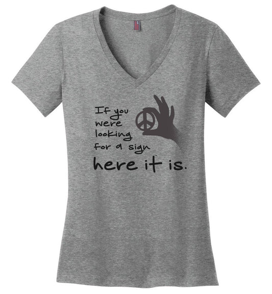 If You Were Looking For A Sign - Vneck Heyjude Shoppe Heathered Nickel XS
