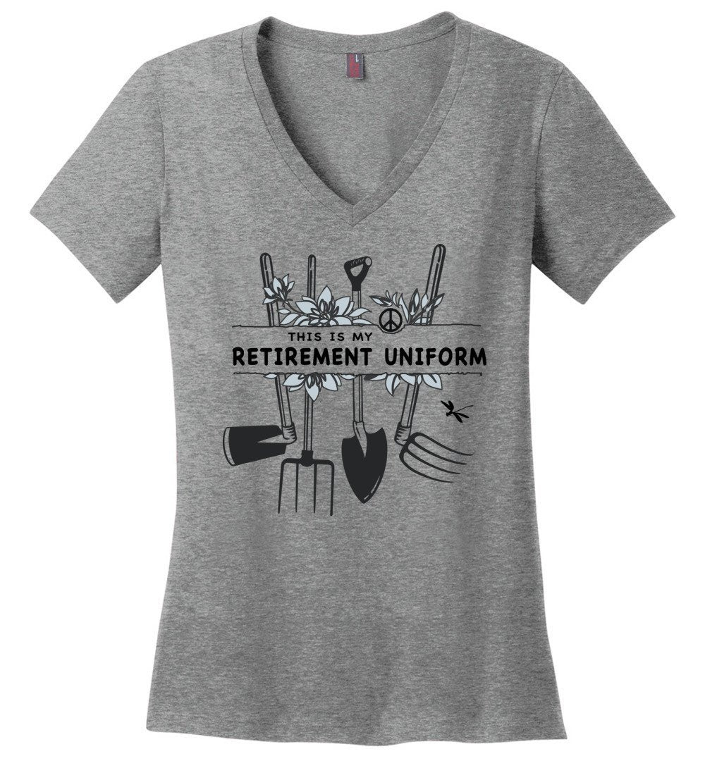 This Is My Retirement Uniform - Gardening V-neck Heyjude Shoppe Heathered Nickel XS
