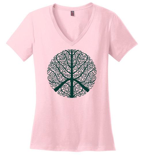 Peace In Nature - Peace Mom Vneck Tee Heyjude Shoppe Light Pink S