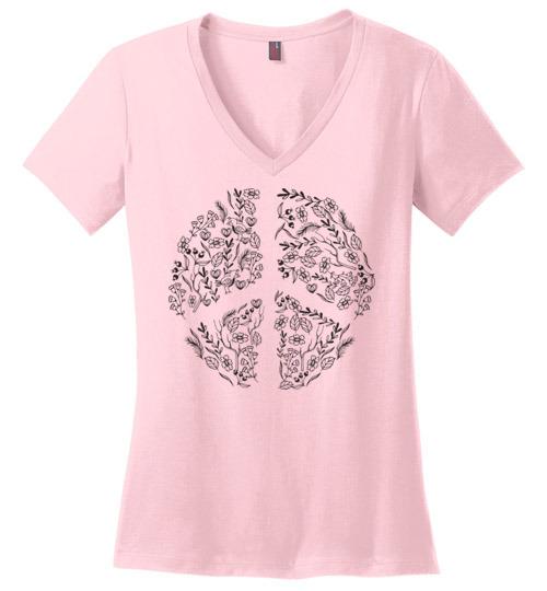 Peace In Nature - Peace Mom Vneck Tee Heyjude Shoppe Light Pink S