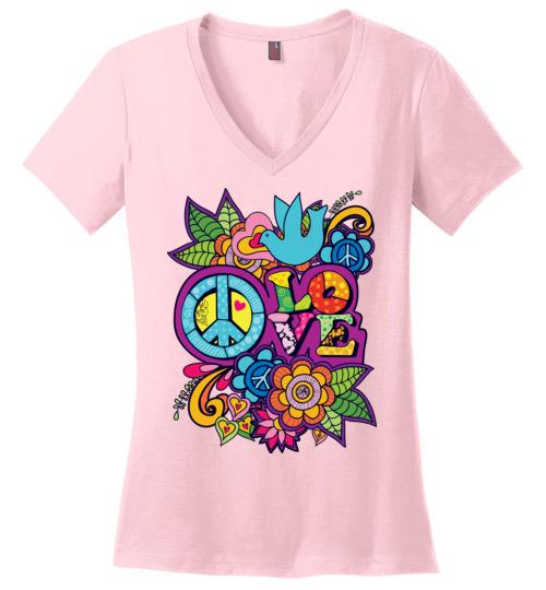 Peace Love Vneck Heyjude Shoppe Light Pink S