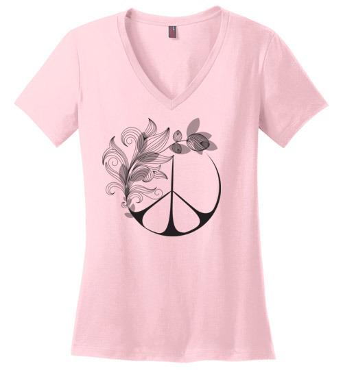 Peace In Nature - Peace Mom Vneck Tee Heyjude Shoppe Light Pink S
