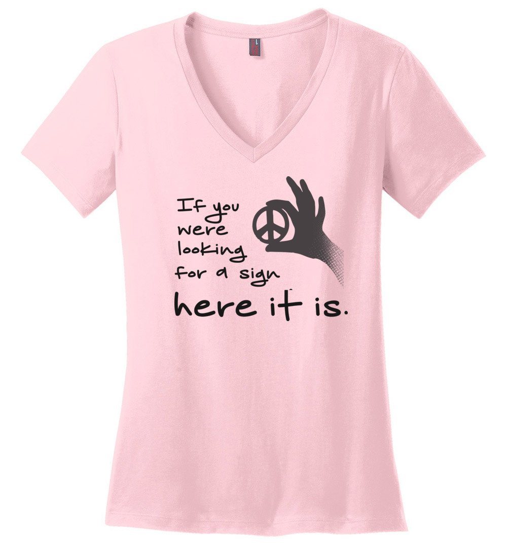If You Were Looking For A Sign - Vneck Heyjude Shoppe Light Pink S
