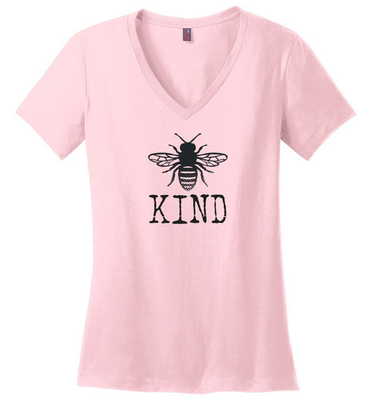Funny Bee Kind V-neck Heyjude Shoppe Light Pink S