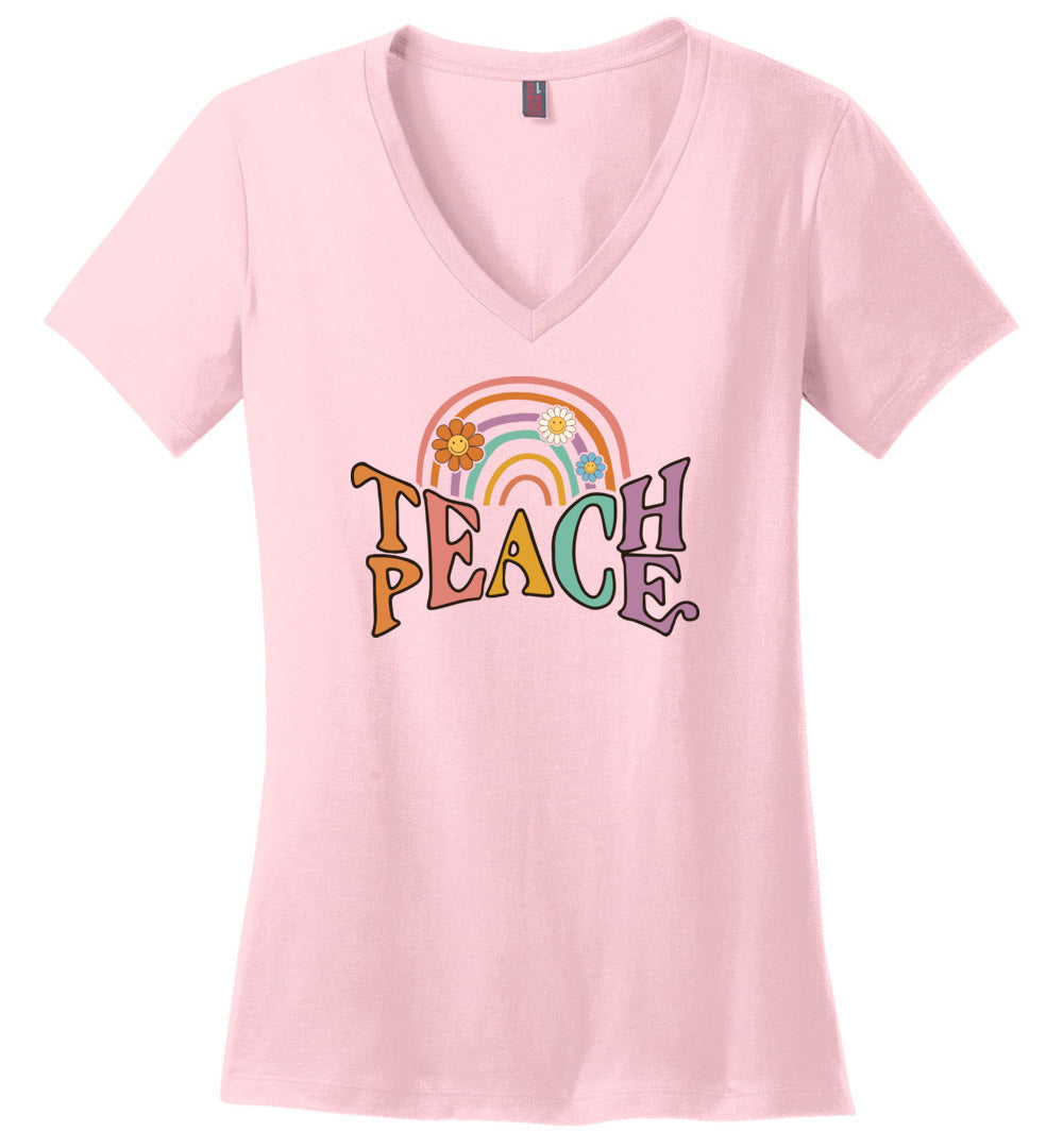 Teach Peace Retro Vnecks
