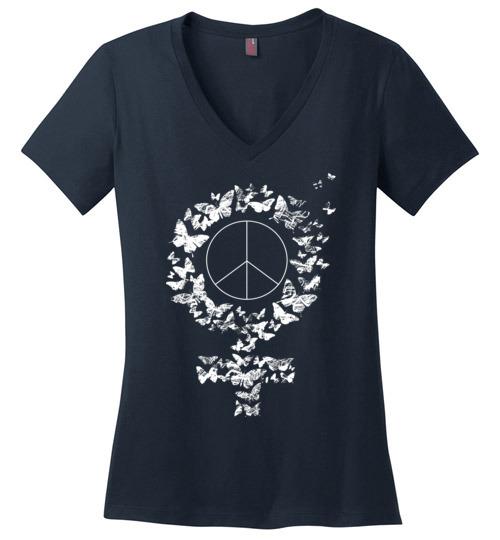 Peace Woman VNeck Tee Heyjude Shoppe Navy S