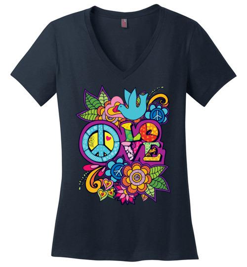 Peace Love Vneck Heyjude Shoppe Navy XS