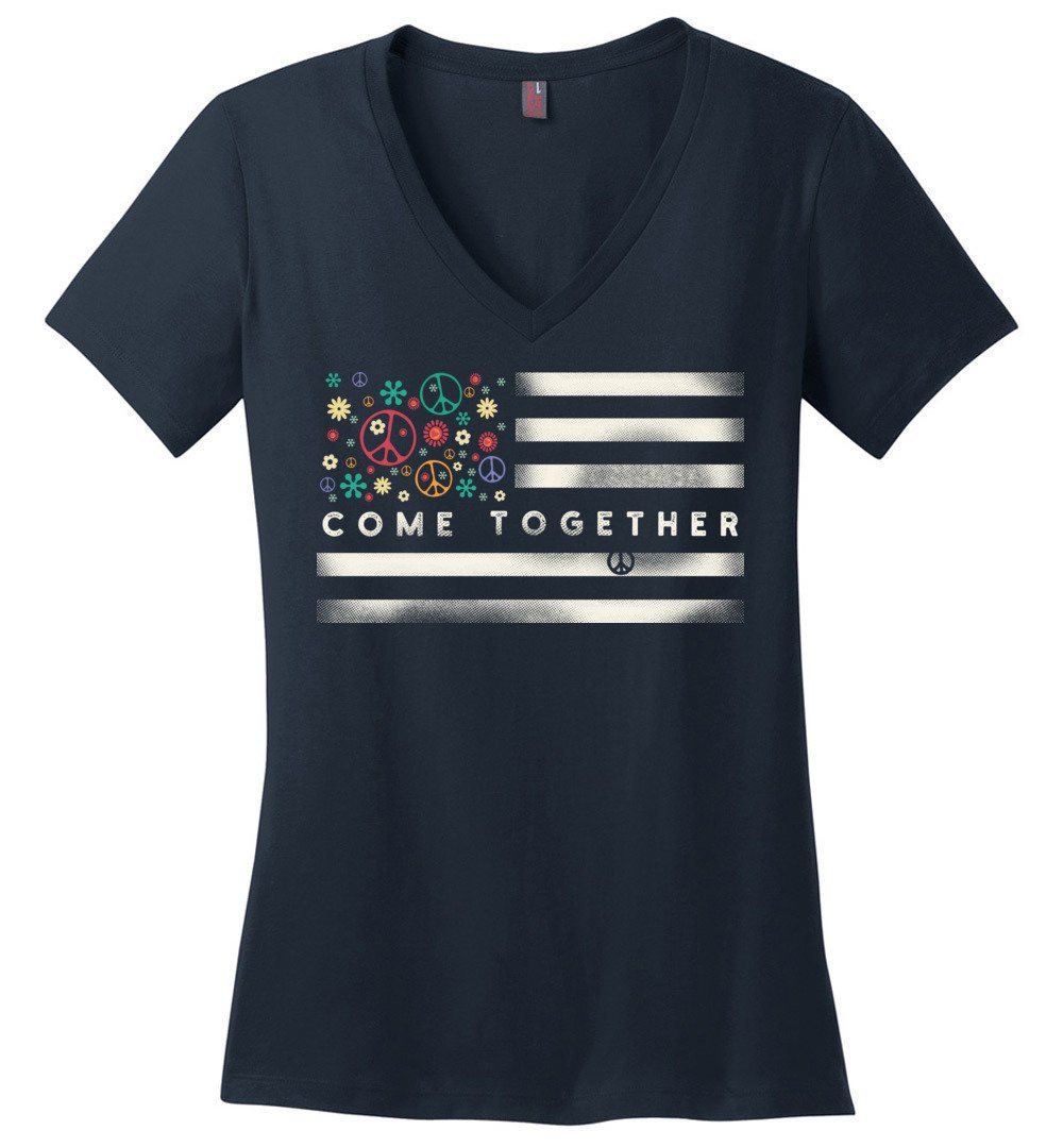 Come Together Flag Vneck Heyjude Shoppe Navy XS