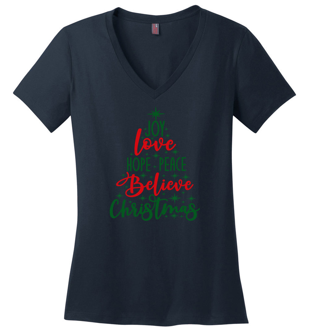 Peace Love Joy Christmas Tree- Long Sleeve T-Shirt