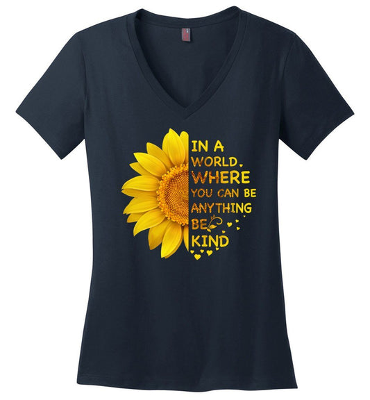 Be Kind - Sunflower Vneck Heyjude Shoppe Navy XS