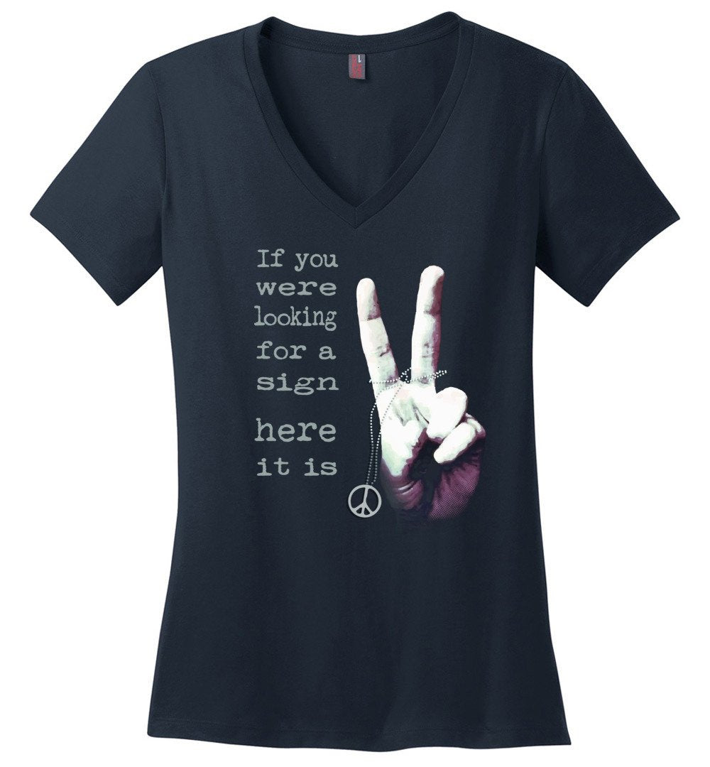 If You Were Looking For A Sign V-neck Heyjude Shoppe Navy XS