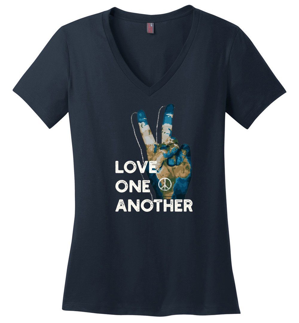 Love One Another Women's Vneck Heyjude Shoppe Navy XS