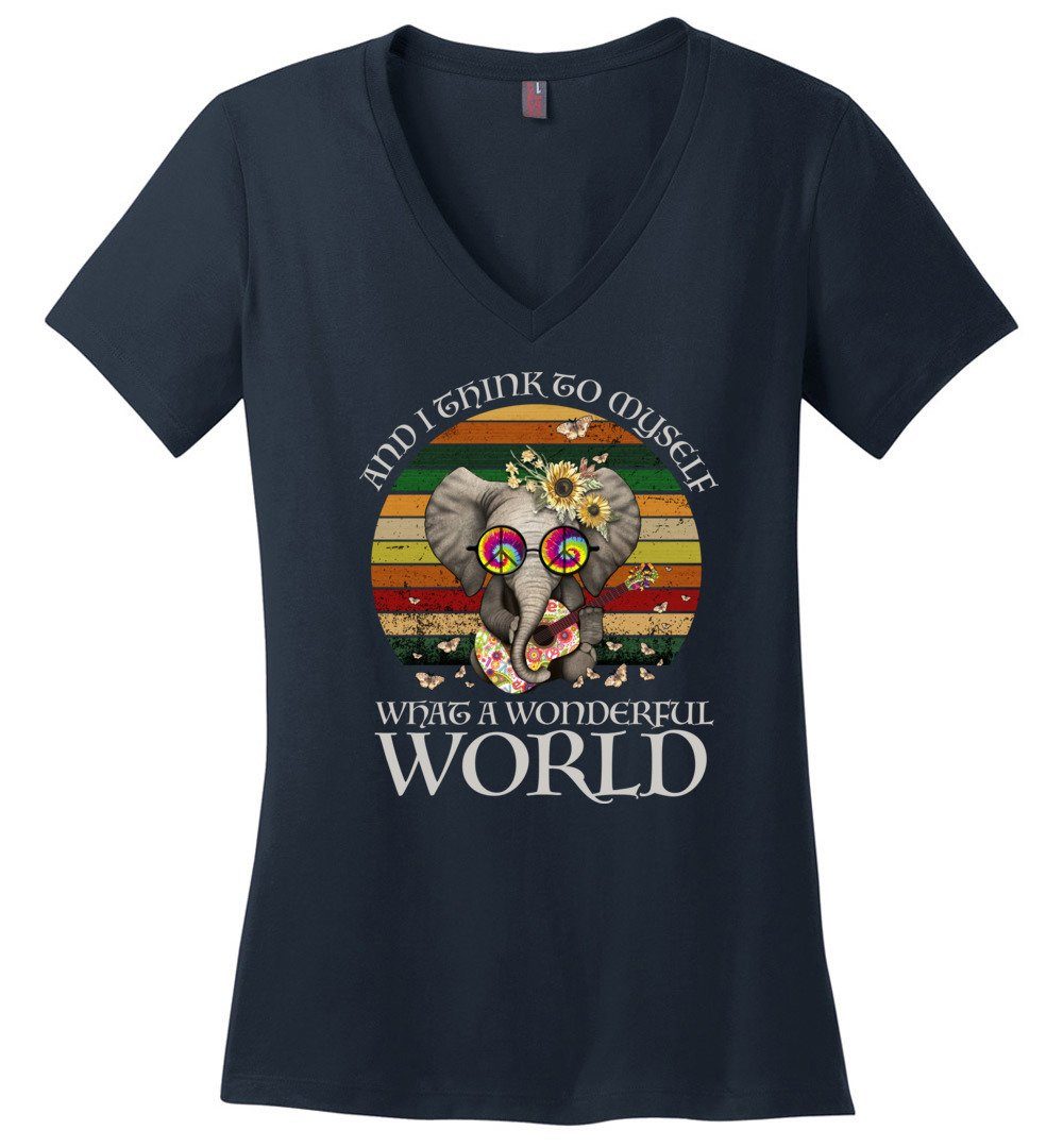 What A Wonderful World Vneck Heyjude Shoppe Navy XS
