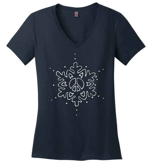 Peace- Love- Snowflake- V-neck