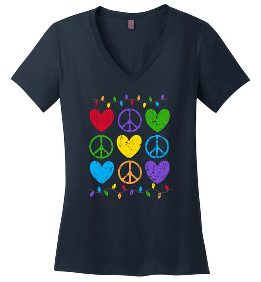 Peace Love Lights Holiday V-necks