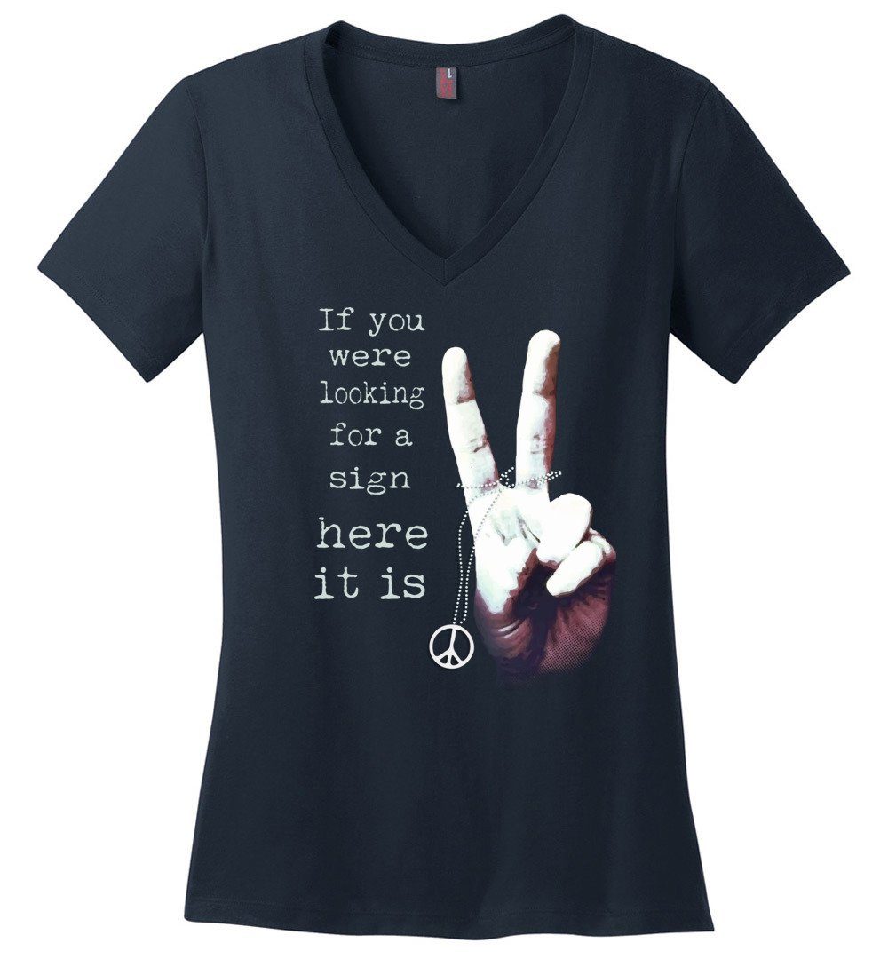 If You were Looking For A Sign Vneck Heyjude Shoppe Navy XS