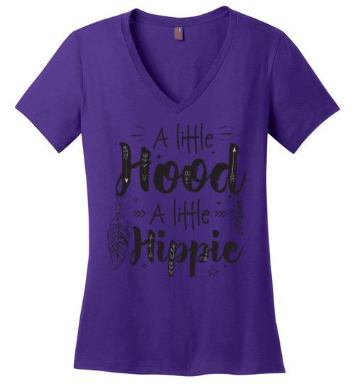 A Little Hood - A Little Hippie VNeck Tee Heyjude Shoppe Purple S