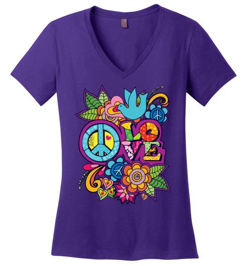 Peace Love Vneck Heyjude Shoppe Purple XS