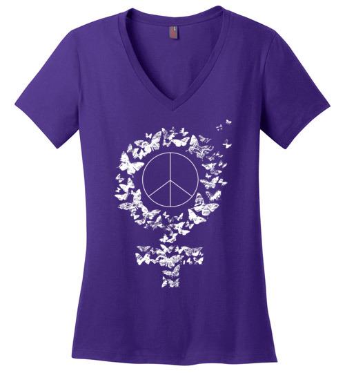 Peace Woman VNeck Tee Heyjude Shoppe Purple S