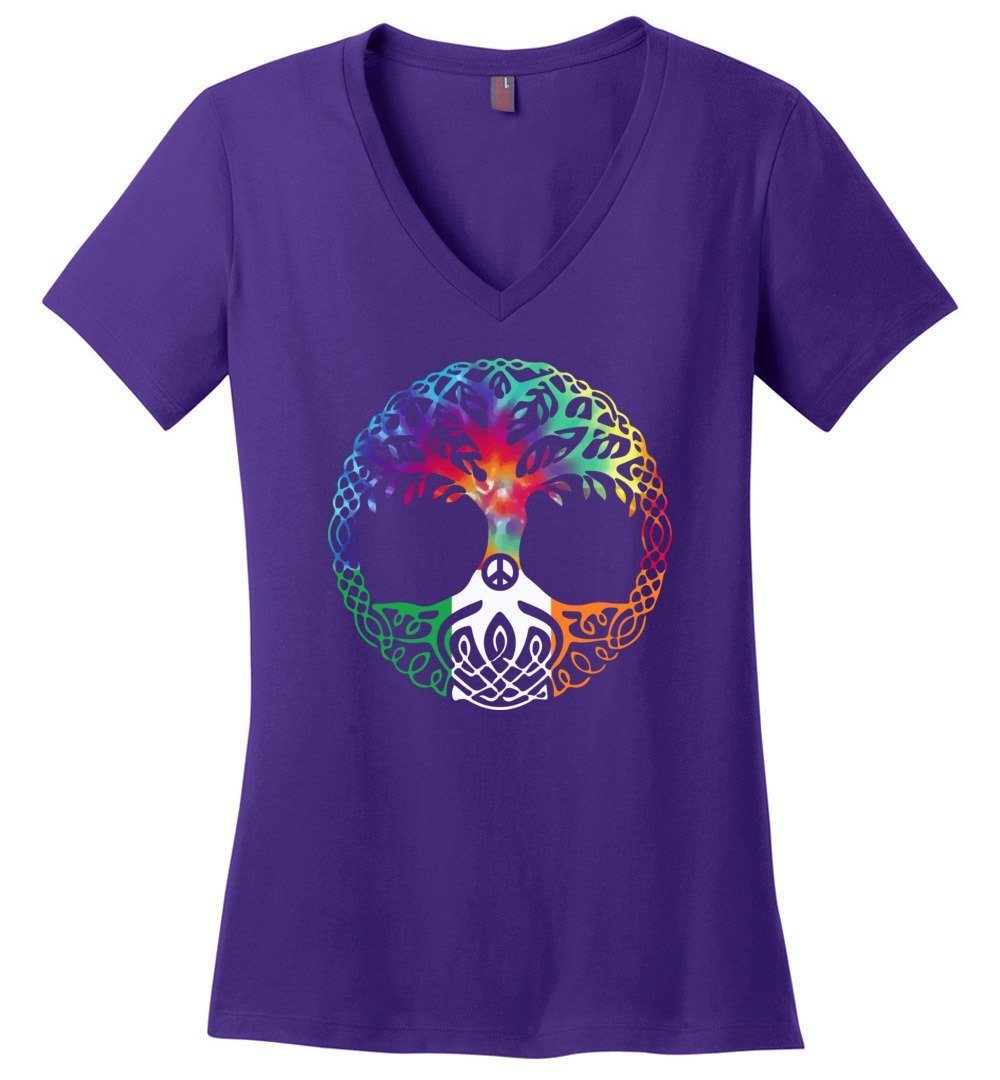 Irish Hippie Tree Of Life Vneck Heyjude Shoppe Purple XS