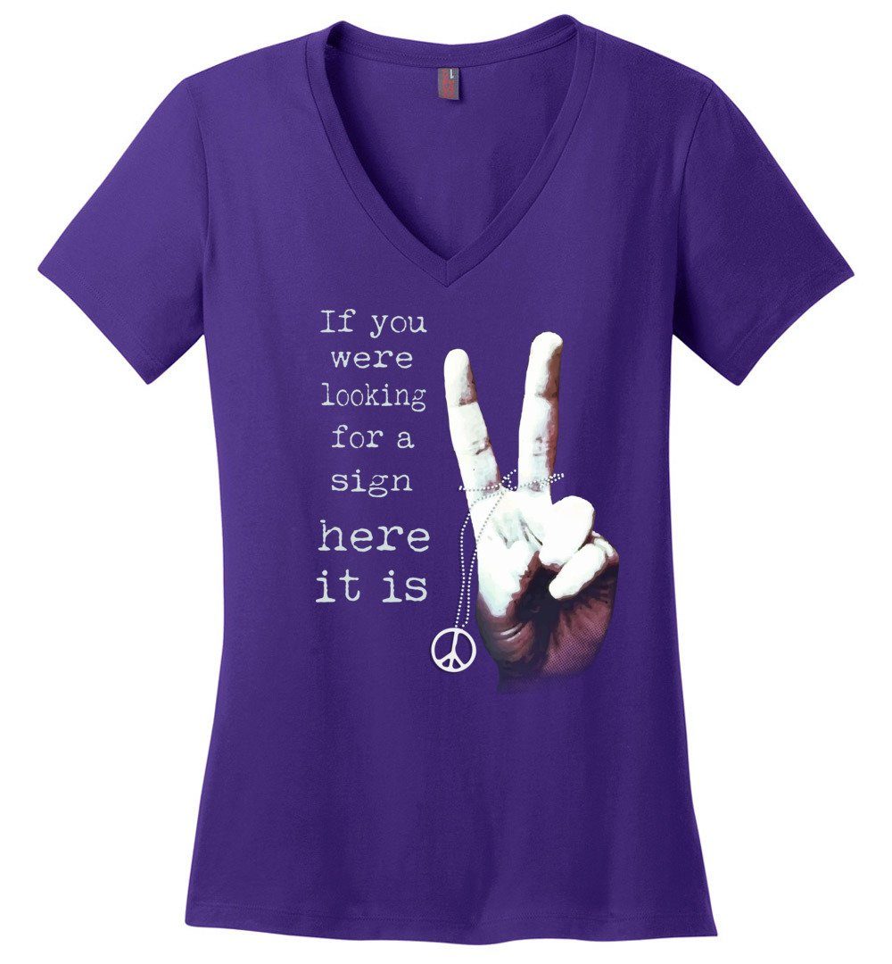 If You were Looking For A Sign Vneck Heyjude Shoppe Purple XS