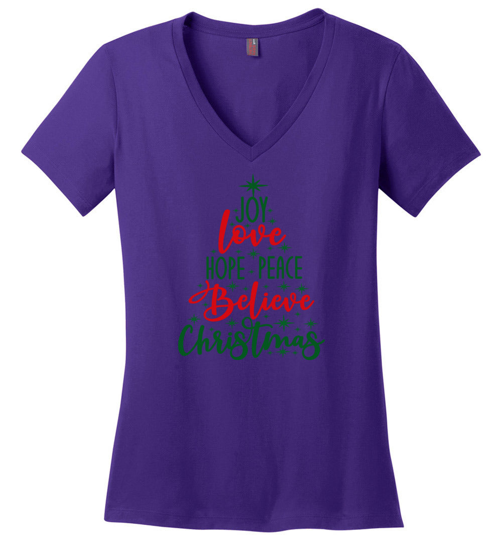 Peace Love Joy Christmas Tree- Long Sleeve T-Shirt
