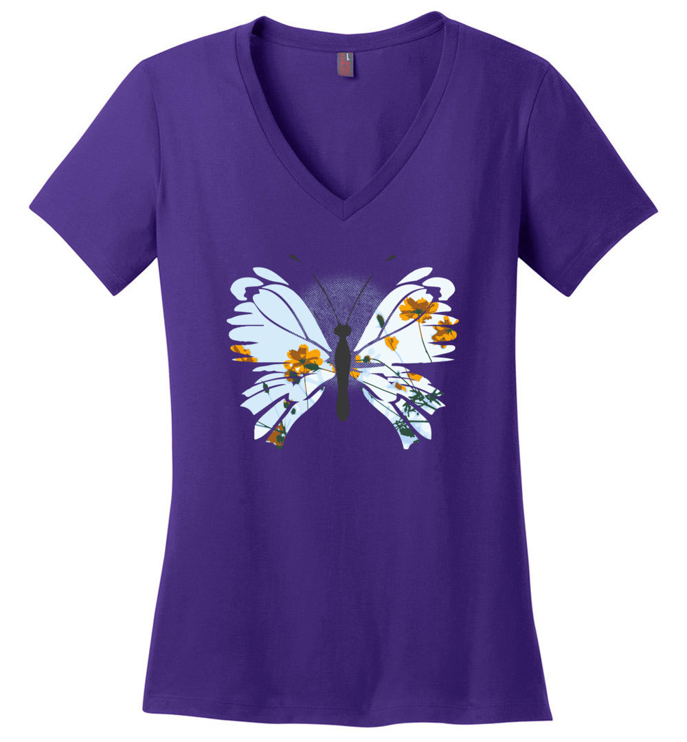 Spring Butterfly V-Neck