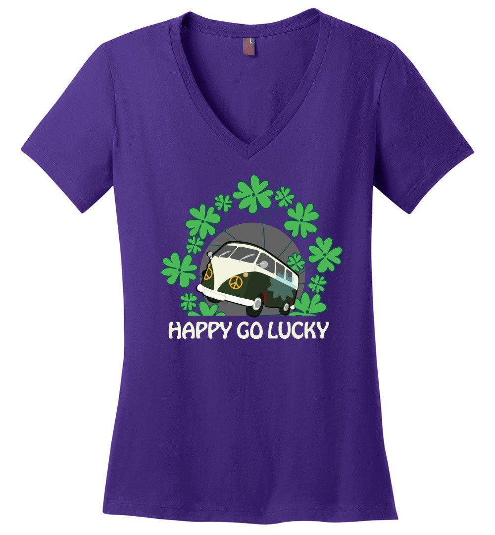 Hippie Van Go Lucky - Shamrock Vneck Heyjude Shoppe Purple XS