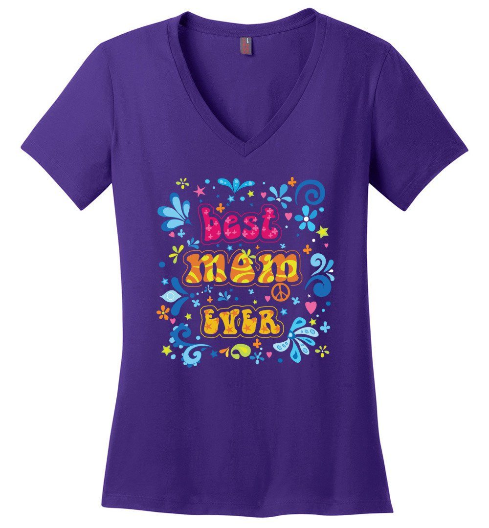 Best Mom Ever Vneck Heyjude Shoppe Purple XS