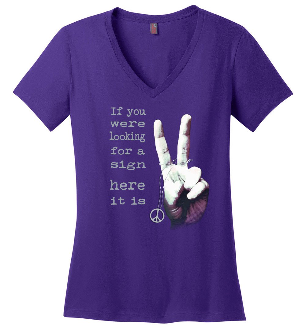 If You Were Looking For A Sign V-neck Heyjude Shoppe Purple XS