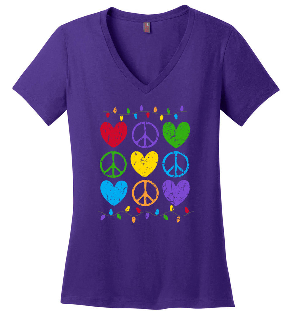 Peace Love Lights Holiday V-necks