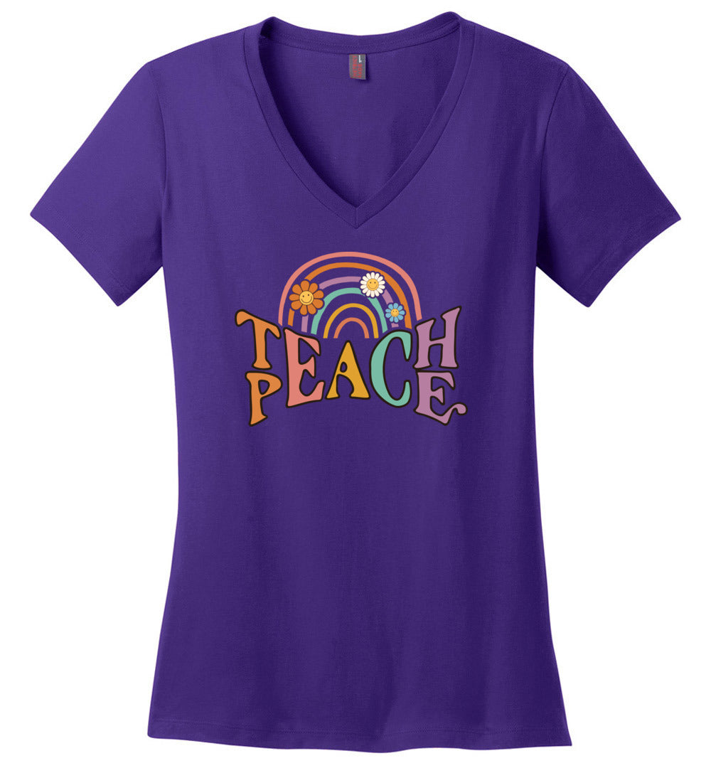 Teach Peace Retro Vnecks