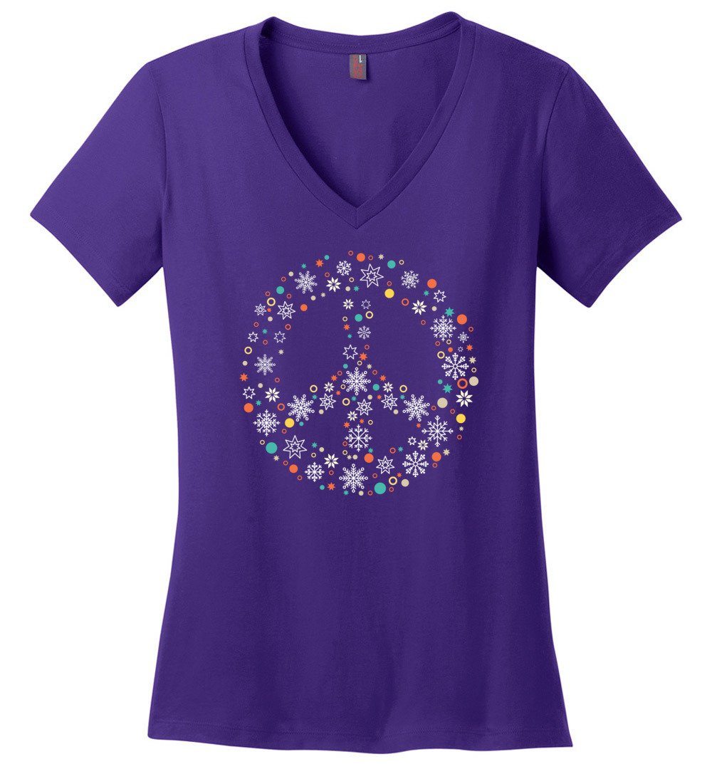 Holiday Peace Sign Vneck Heyjude Shoppe Purple XS