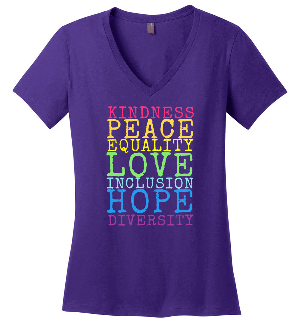 Kindness Peace Love Equality V-neck