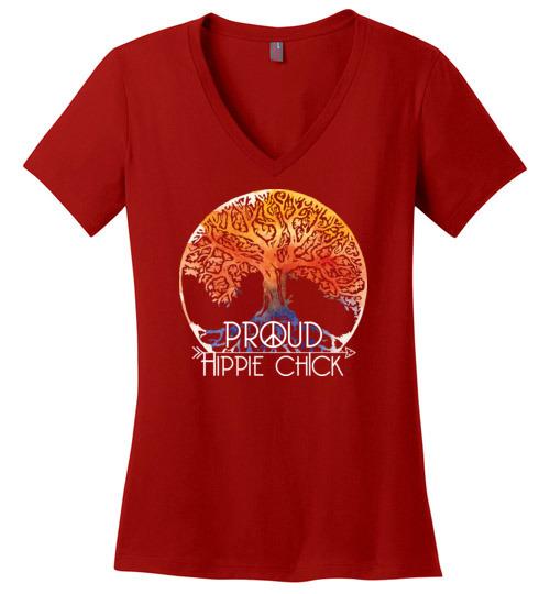 Hippie Chick VNeck Tee Heyjude Shoppe Red S