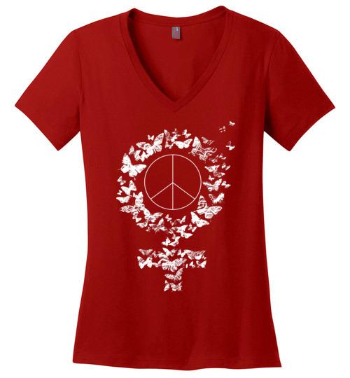 Peace Woman VNeck Tee Heyjude Shoppe Red S