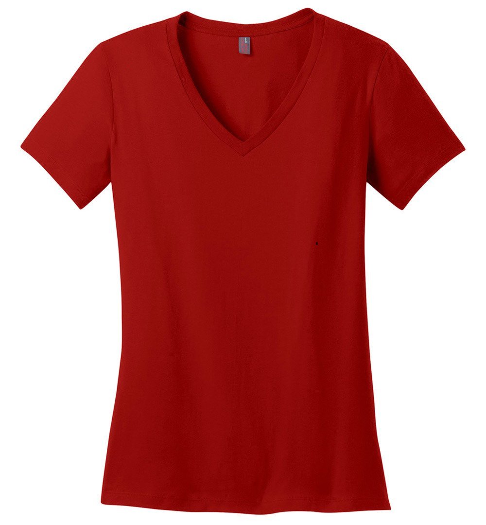 front mockup Vneck Heyjude Shoppe Red XS