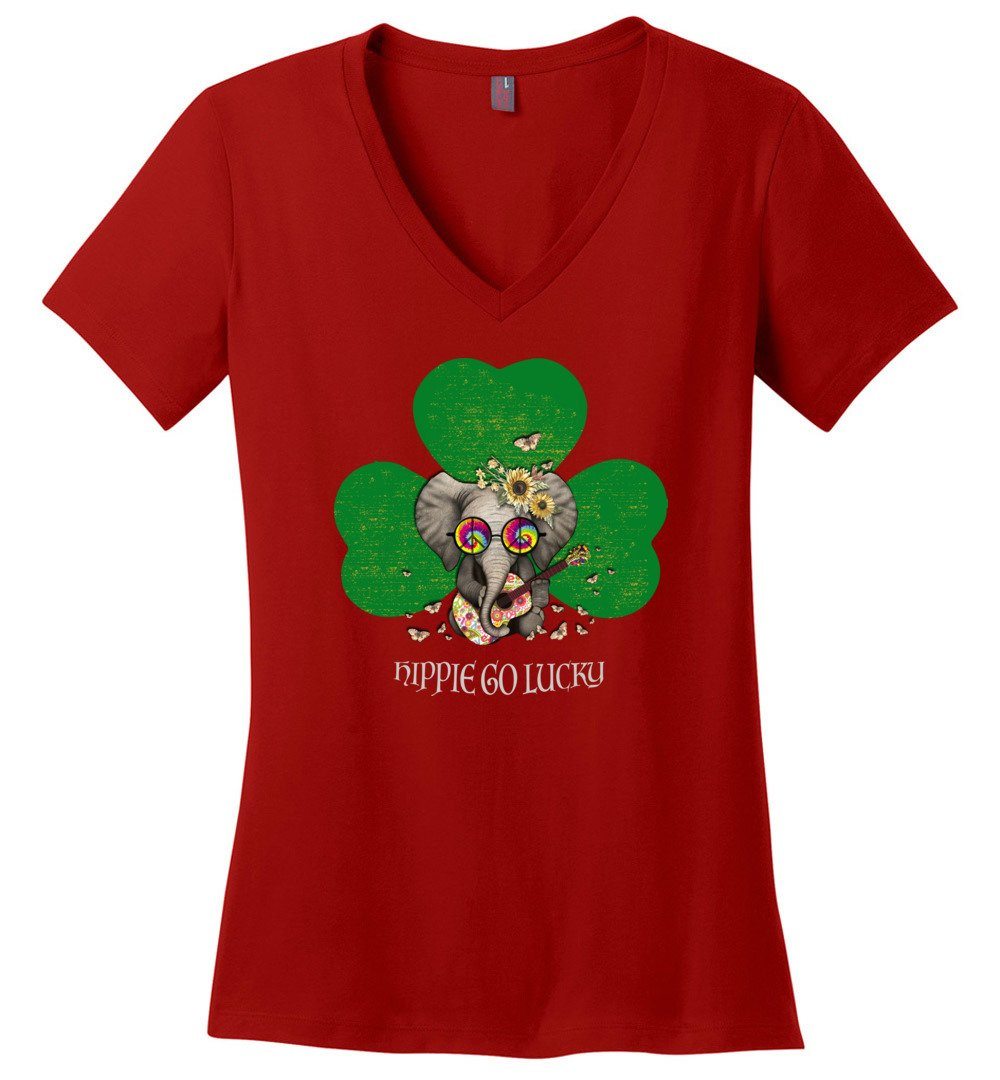 Hippie Elephant - Hippie Go Lucky Vneck Heyjude Shoppe Red XS
