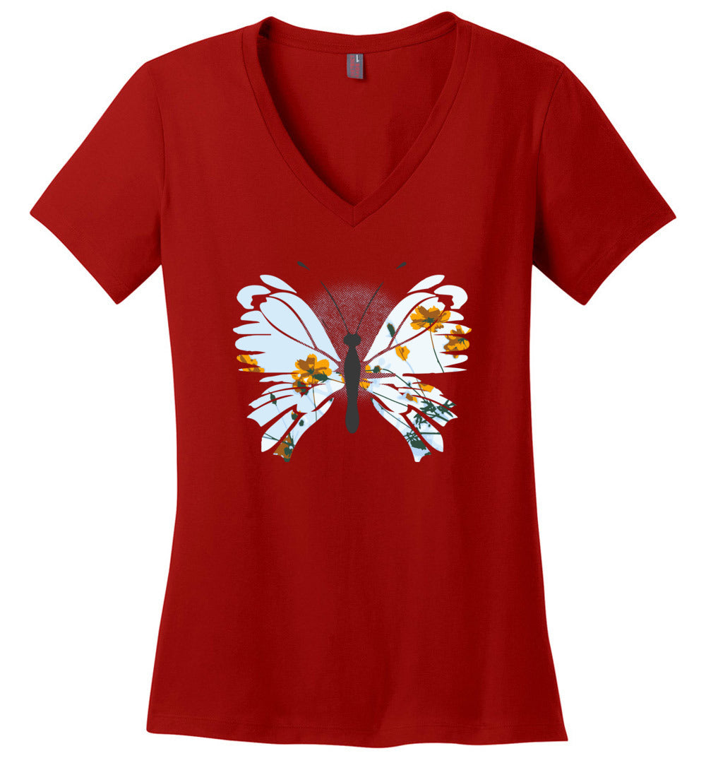 Spring Butterfly V-Neck