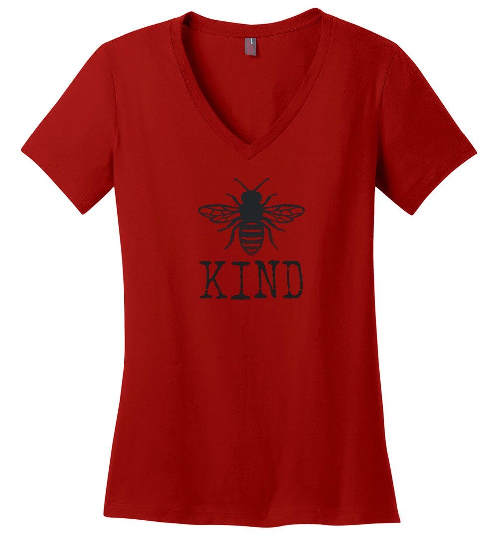 Funny Bee Kind V-neck Heyjude Shoppe Red XS