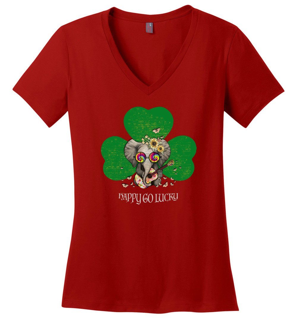Hippie Elephant - Happy Go Lucky Vneck Heyjude Shoppe Red XS