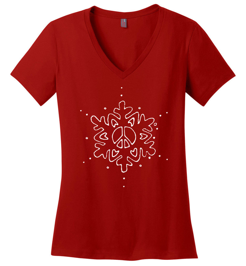 Peace- Love- Snowflake- V-neck