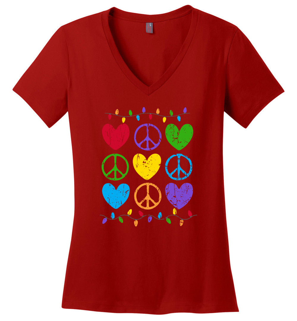 Peace Love Lights Holiday V-necks
