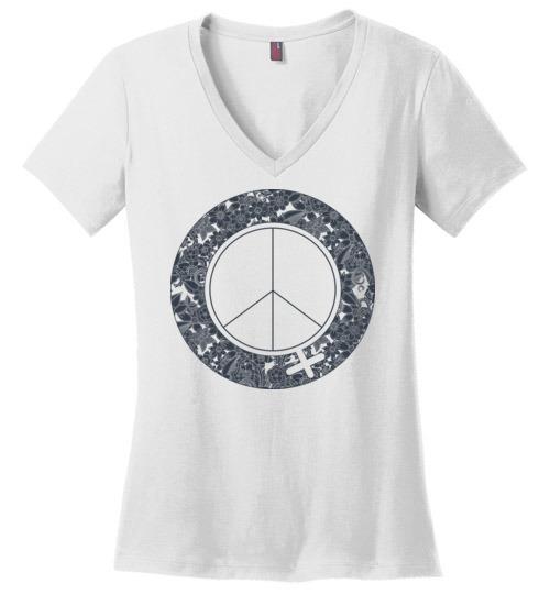 Peace Woman VNeck Tee Heyjude Shoppe White S
