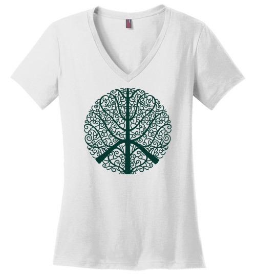 Peace In Nature - Peace Mom Vneck Tee Heyjude Shoppe White S