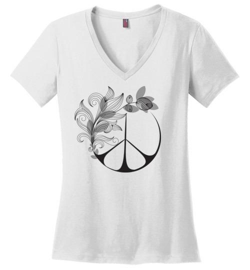 Peace In Nature - Peace Mom Vneck Tee Heyjude Shoppe White S