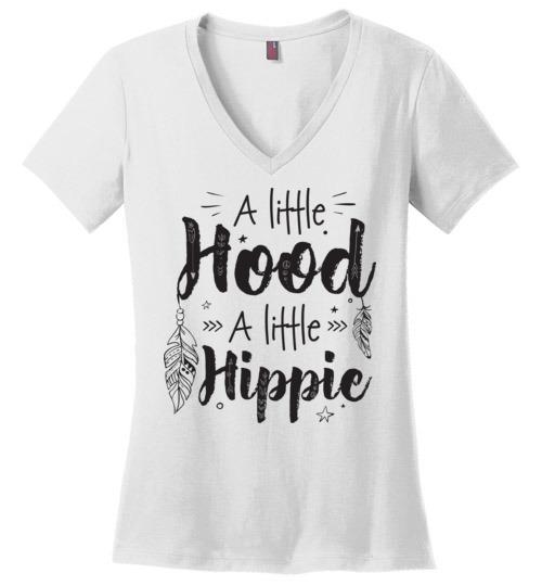 A Little Hood - A Little Hippie VNeck Tee Heyjude Shoppe White S