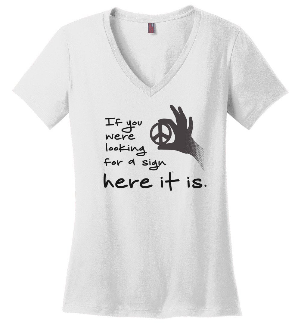 If You Were Looking For A Sign - Vneck Heyjude Shoppe White XS